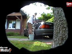 Teen desnudas videos delgada en el carwash - cam oculta